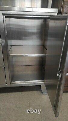 Vintage Stainless Steel Metal Medical Cabinet By Atlas Hospital Equipment