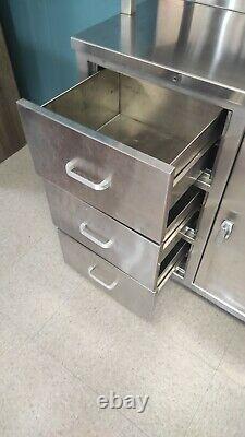 Vintage Stainless Steel Metal Medical Cabinet By Atlas Hospital Equipment