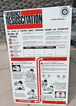 Vintage Tin Plate St Johns Ambulance Emergency Resuscitation Medical Tutorial