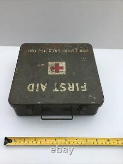 Vintage WW2 Jeep First Aid Tin With Medical Equipment