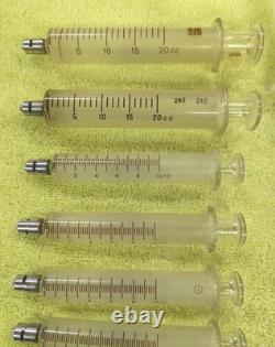Vtg Glass Hypodermic Syringe Lot HYPO Medical Lab Dental Enamelware Storage Pan