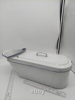 WHITE BLUE TRIM MEDICAL STERILIZER MEINECKE ENAMEL STEEL WARE AUSTRIA Granitewar