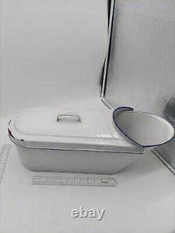 WHITE BLUE TRIM MEDICAL STERILIZER MEINECKE ENAMEL STEEL WARE AUSTRIA Granitewar