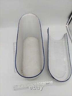 WHITE BLUE TRIM MEDICAL STERILIZER MEINECKE ENAMEL STEEL WARE AUSTRIA Granitewar