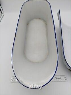 WHITE BLUE TRIM MEDICAL STERILIZER MEINECKE ENAMEL STEEL WARE AUSTRIA Granitewar