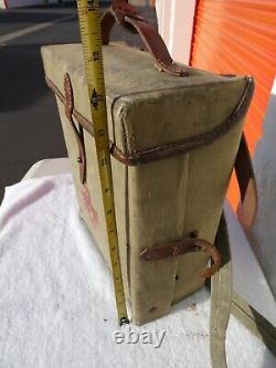 WW2 German Military Leather and Canvas Medical Equipment Box with Strap