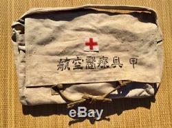 WWII Japanese Navy Aircraft Medical Equipment bag with Red cross and kanji