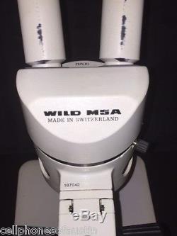 Wild Heerbrugg M5A, 6x, 12x, 25x, 50x Microscope + (2) UWF15x + Stand
