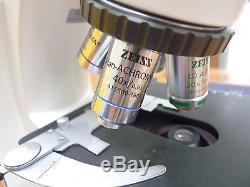ZEISS PRIMO STAR TRINOCULAR MICROSCOPE w P95-C ADAPTER, PLAN ACHROMAT 4x, 10x, 40x
