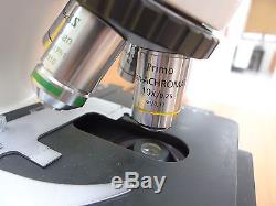 ZEISS PRIMO STAR TRINOCULAR MICROSCOPE w P95-C ADAPTER, PLAN ACHROMAT 4x, 10x, 40x